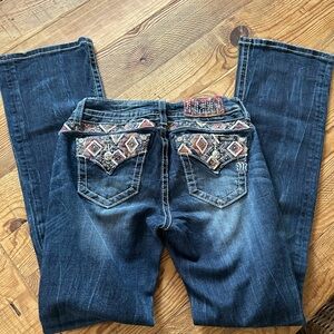 Miss Me Blue Boot Cut Jeans with Embroidery